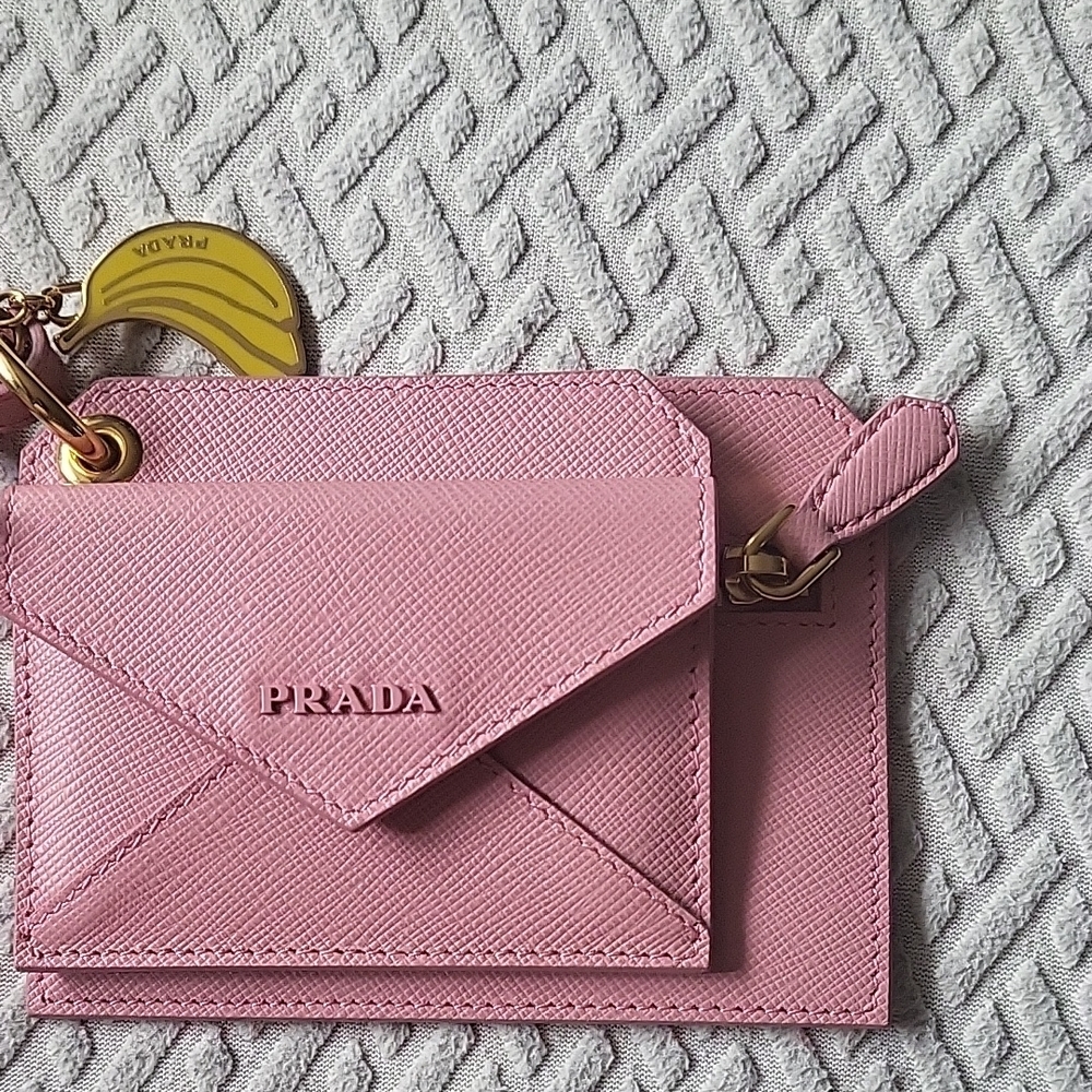 Prada Pink Card Holder with Banana Charm